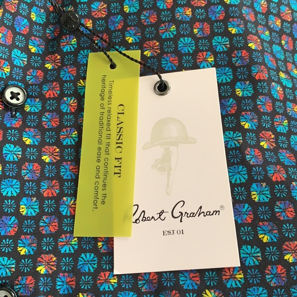 Robert Graham Supernova Black Multicolored Shirt M - Picture 5 of 8